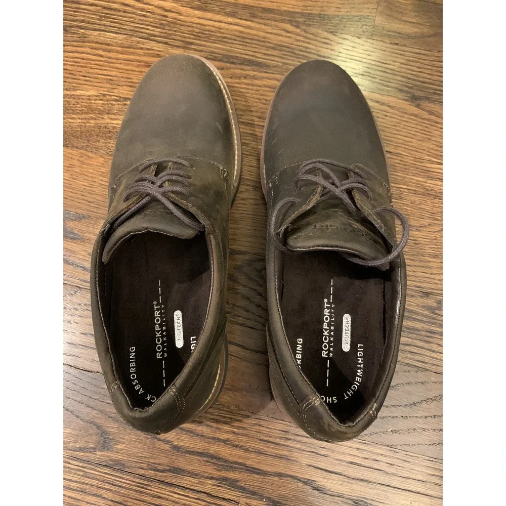 Rockport Oxford Men‎ Size 7 Brown Leather TruTech Walkability shoes